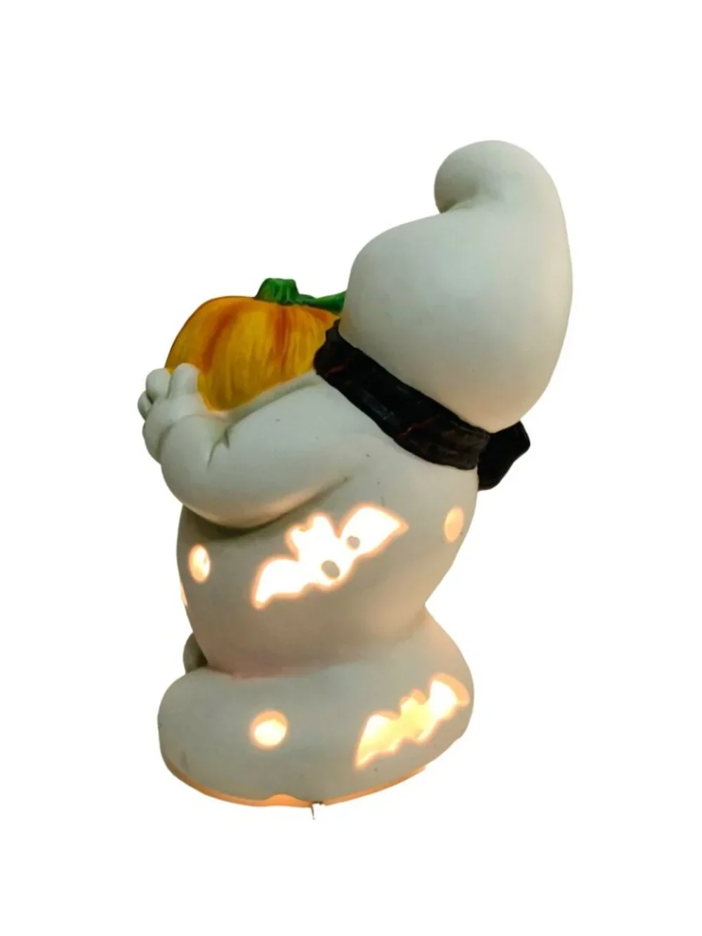 Vintage Halloween Ghost Night Light Spooky Boo Pumpkin Ceramic Lamp Kitsch 90s